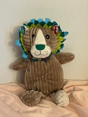 Plush Brown Lion Stuffed Animal with Colorful Mane Les deglingos